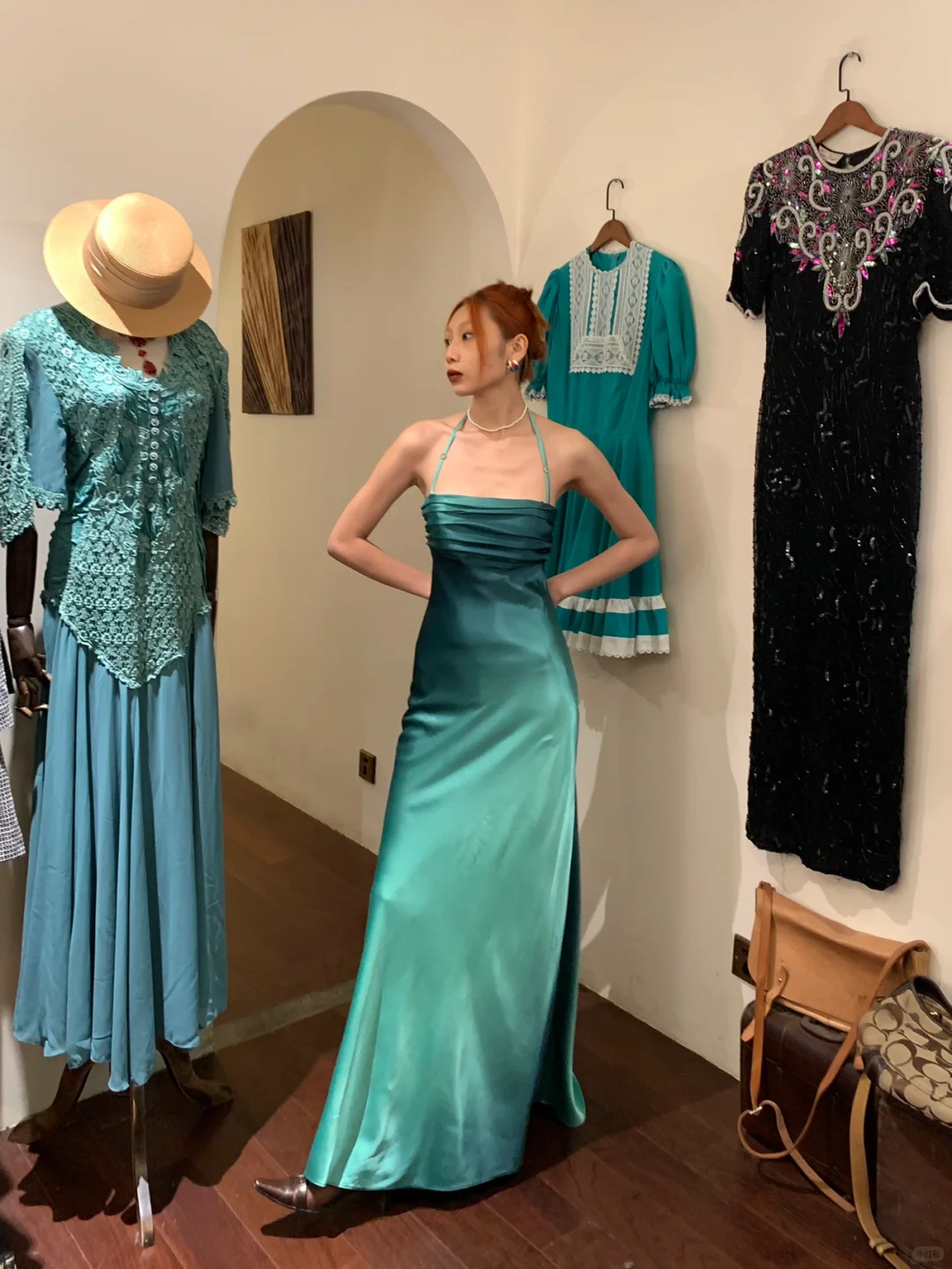 Simple A Line Halter Ombre Blue Satin Open Back Prom Dress Evening Dress SH2974