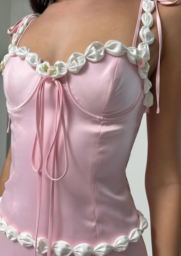 Pink Two Piece A Line Spaghetti Strap Satin Mini Homecoming Dress Birthday Dress SH3696