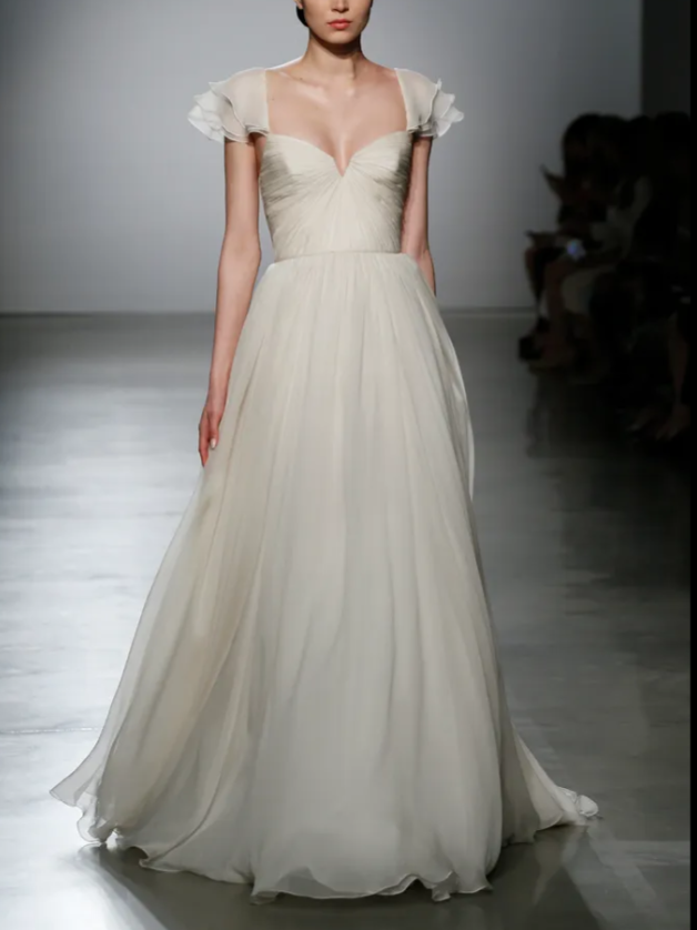 Gentle A Line Ivory Chiffon Long Prom Dress Graduation Prom Dress SH2599