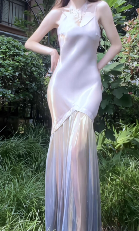 Stunning Mermaid Spaghetti Strap Satin Tulle Prom Dress Evening Dress SH4082