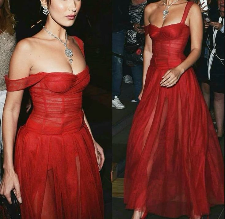 Charming A Line Straps Red Tulle Long Prom Dress Evening Dress SH2342