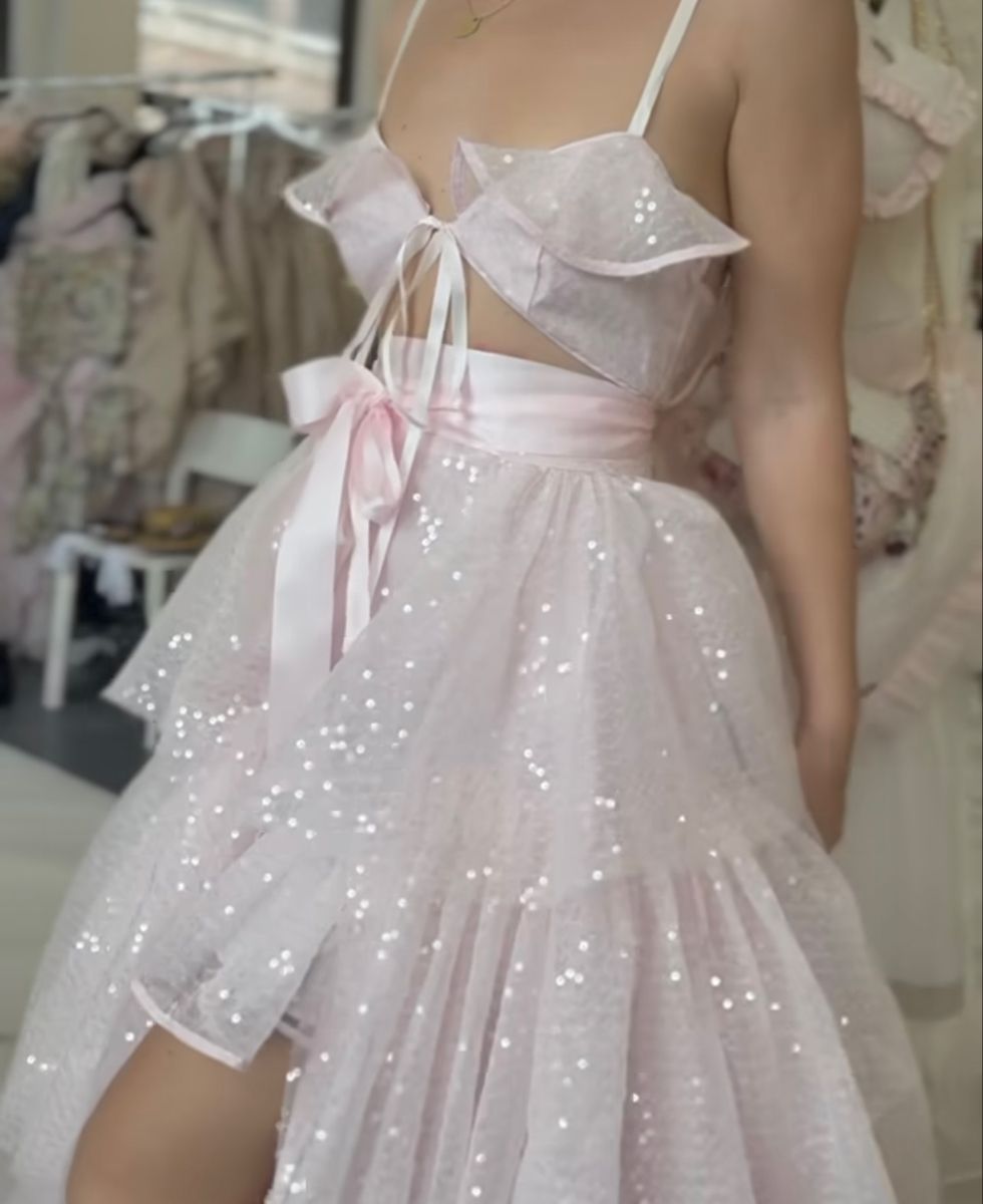 Pretty Pink A Line Spaghetti Straps Sequin Tulle Prom Dress Wedding Guest Dress with Slit SH4294