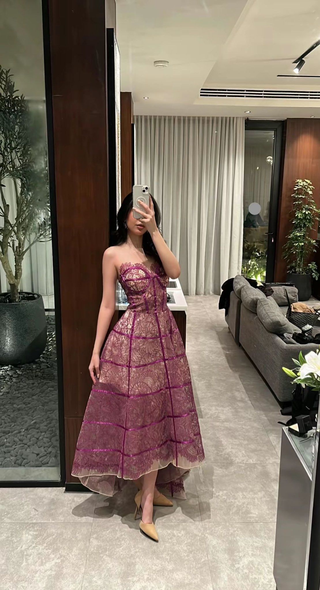 Purple A Line Sweetheart Neck Lace Long Prom Dress Party Dress 16th Birthday Dress SH3876
