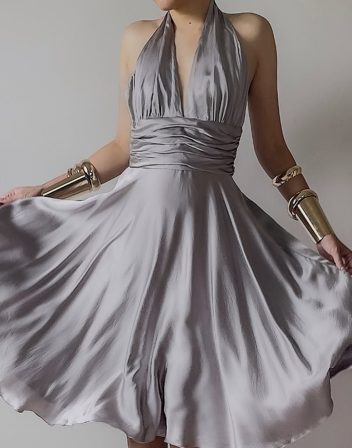 Vintage A Line Halter Satin Open Back Short Homecoming Dress Evening D shinydress Vintage A Line Halter Satin Open Back Short Homecoming Dress Evening D shinydress