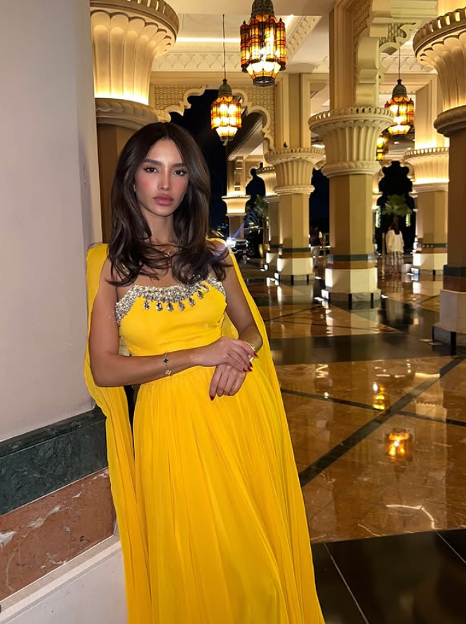 Yellow A Line Spaghetti Straps Rhinestone Chiffon Long Prom Dress Evening Dress SH4266