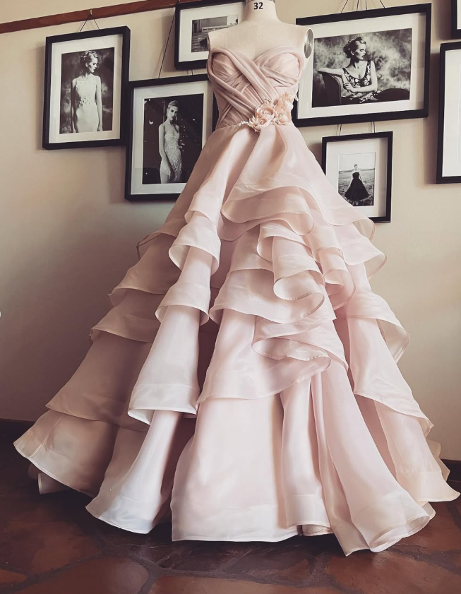 Gentle A Line Sweetheart Neck Flower Tiered Pink Tulle Long Party Dress Evening Dress SH2890