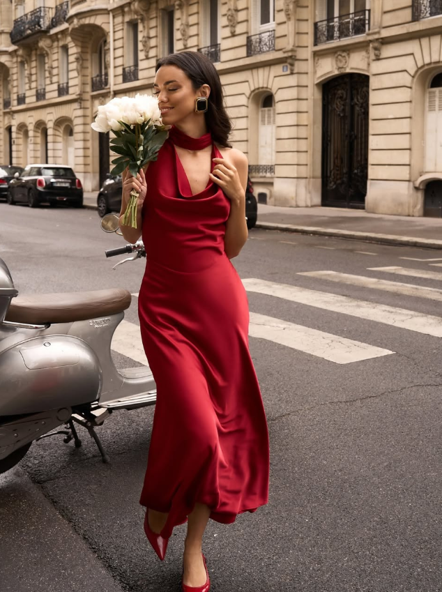 Sexy Burgundy A Line Halter Pearl Satin Open Back Prom Dress Party Dress Formal Dress SH4001