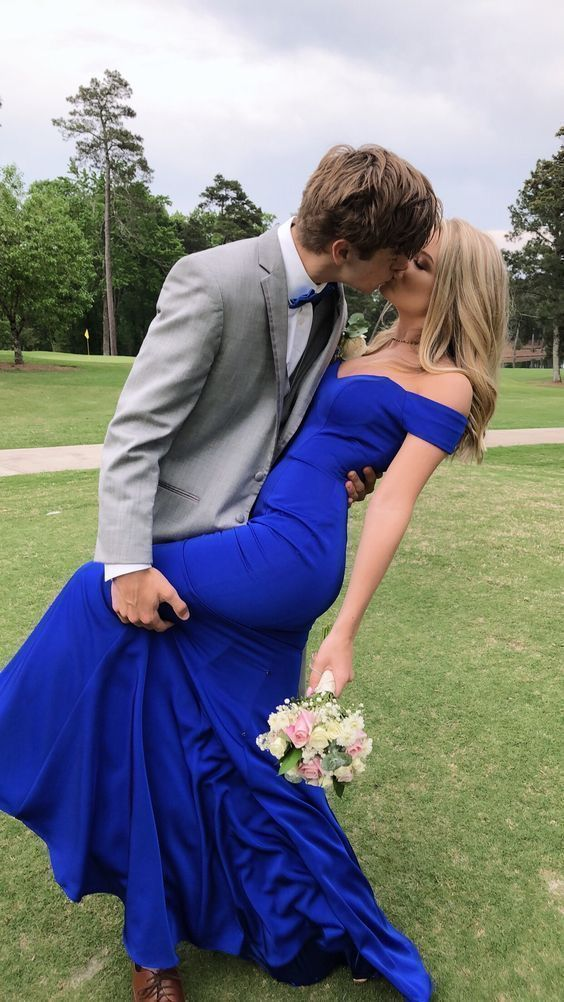 Royal Blue Off The Shoulder Long Mermaid Prom Dress SH769