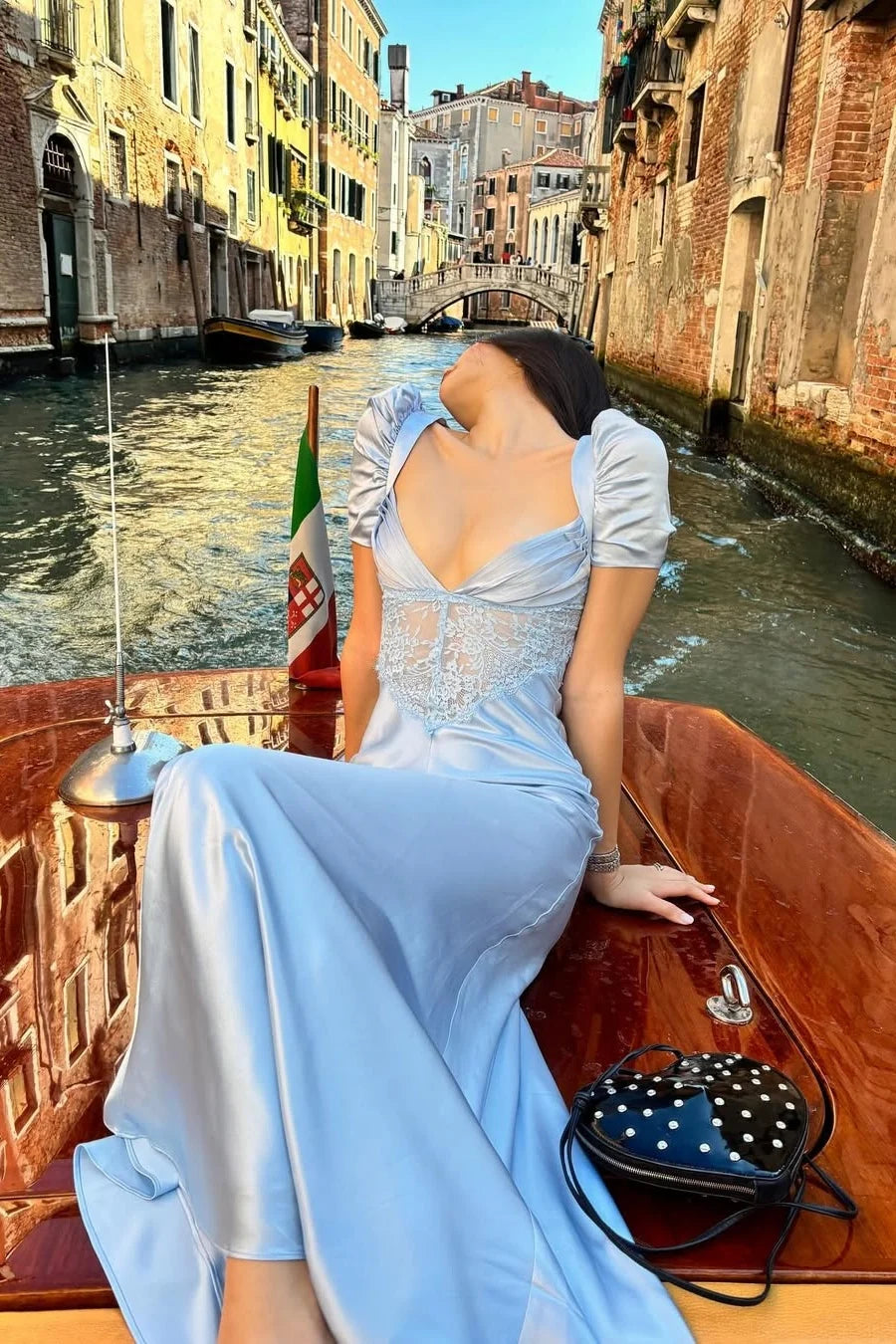 Charming A Line Sweetheart Grey Blue Long Party Dress with Lace SH8311