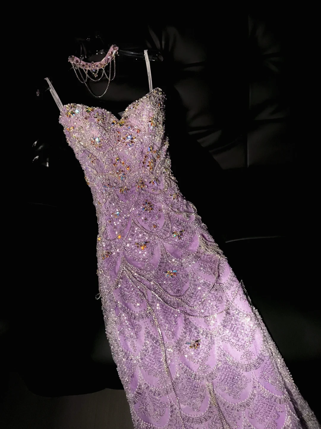 Purple A Line Sweetheart Neck Beaded Sequin Tulle Prom Dress Evening Dress SH3349