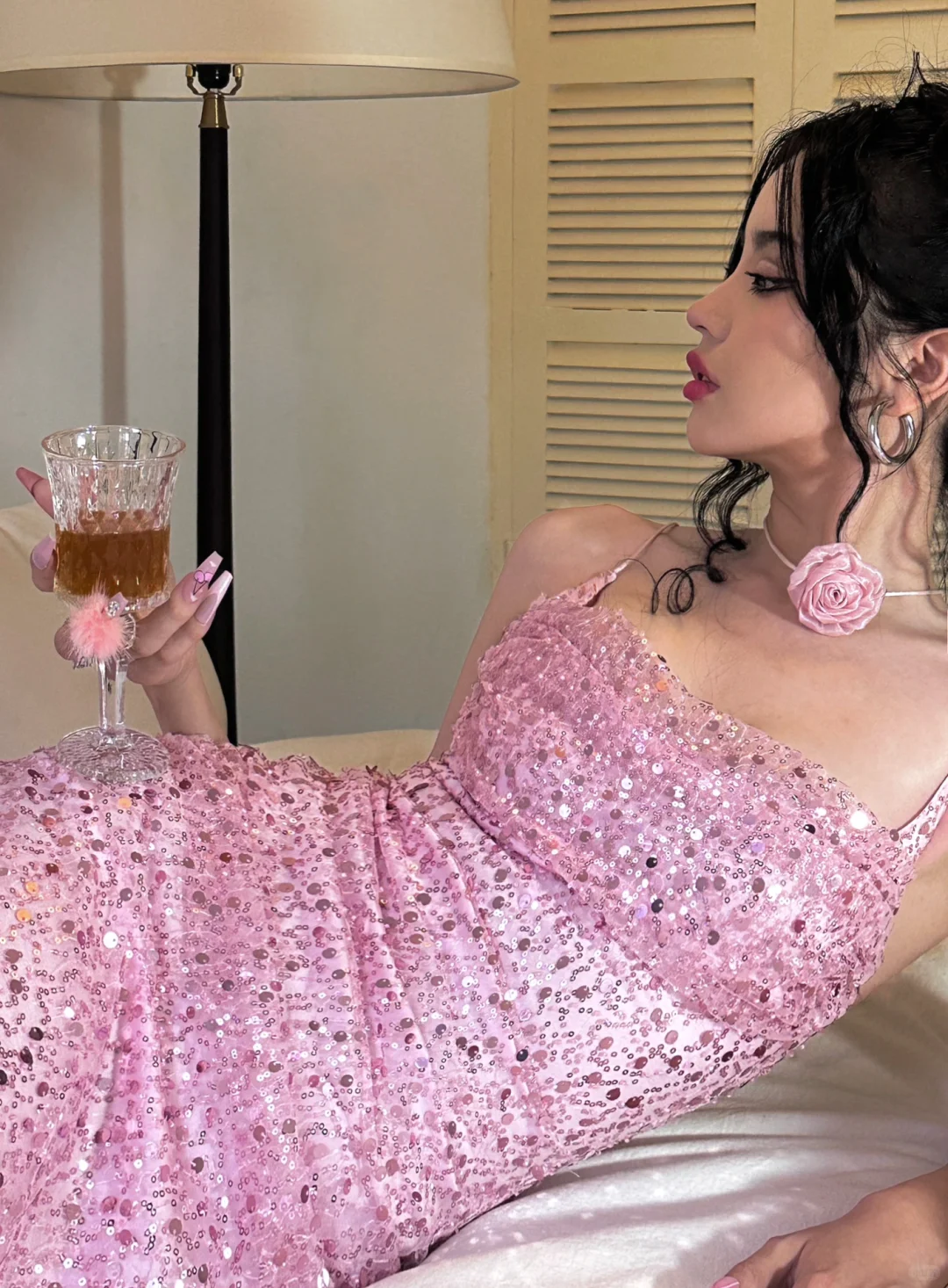 Cute Pink Sheath Spaghetti Strap Sequin Short Prom Dress Homecoming Dress SH4460