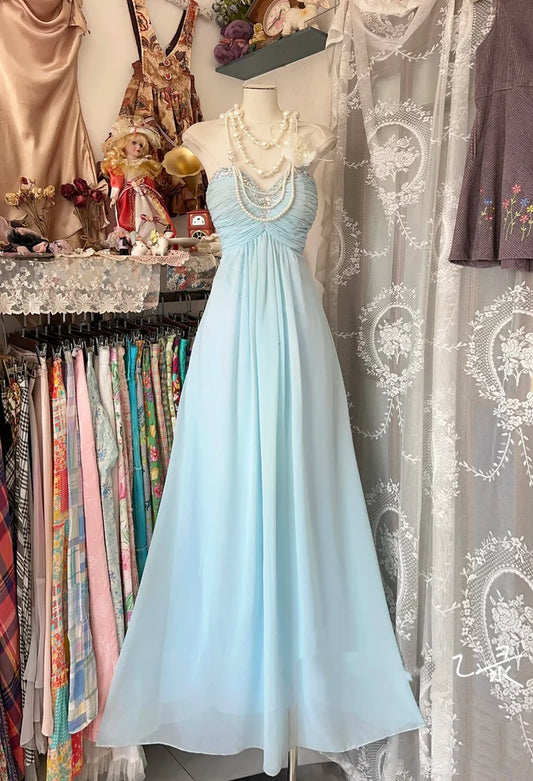 Baby Blue A Line Sweetheart Neck Beaded Chiffon Prom Dress Graduation Prom Dress SH2581