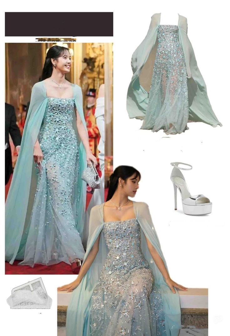 Romantic A Line Beaded Blue Chiffon Prom Dress Party Dress SH3294