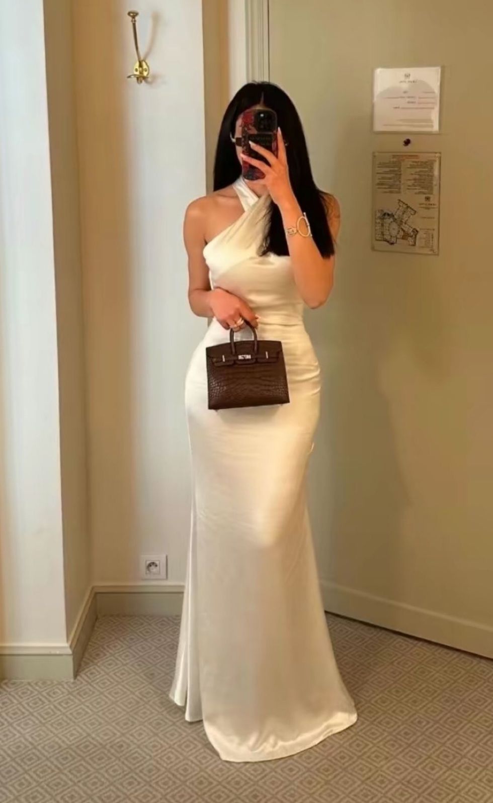 White Mermaid Halter Satin Backless Long Prom Dress SH8759