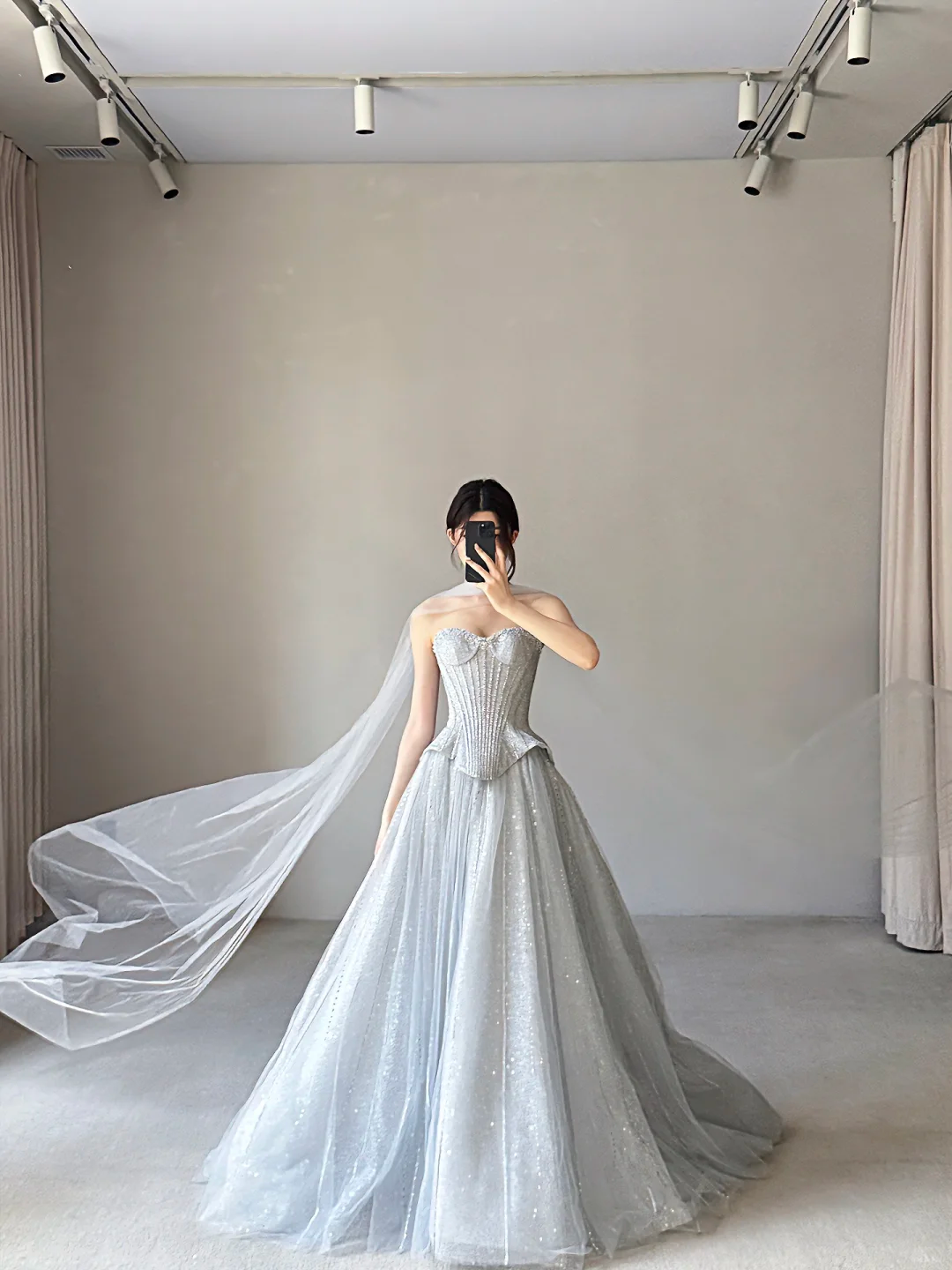 Pretty Grey A Line Sweetheart Neck Beaded Tulle Prom Dress Party Dress SH4739