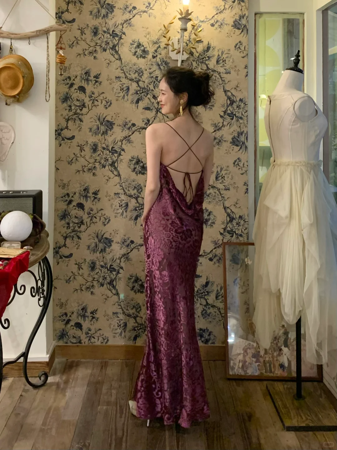 Vintage Purple Mermaid Spaghetti Strap Velvet Open Back Prom Dress 22th Birthday Dress SH4405