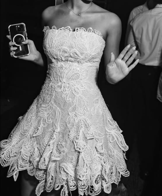 New White A Line Strapless Lace Short Prom Dress Homecoming Dress SH8933