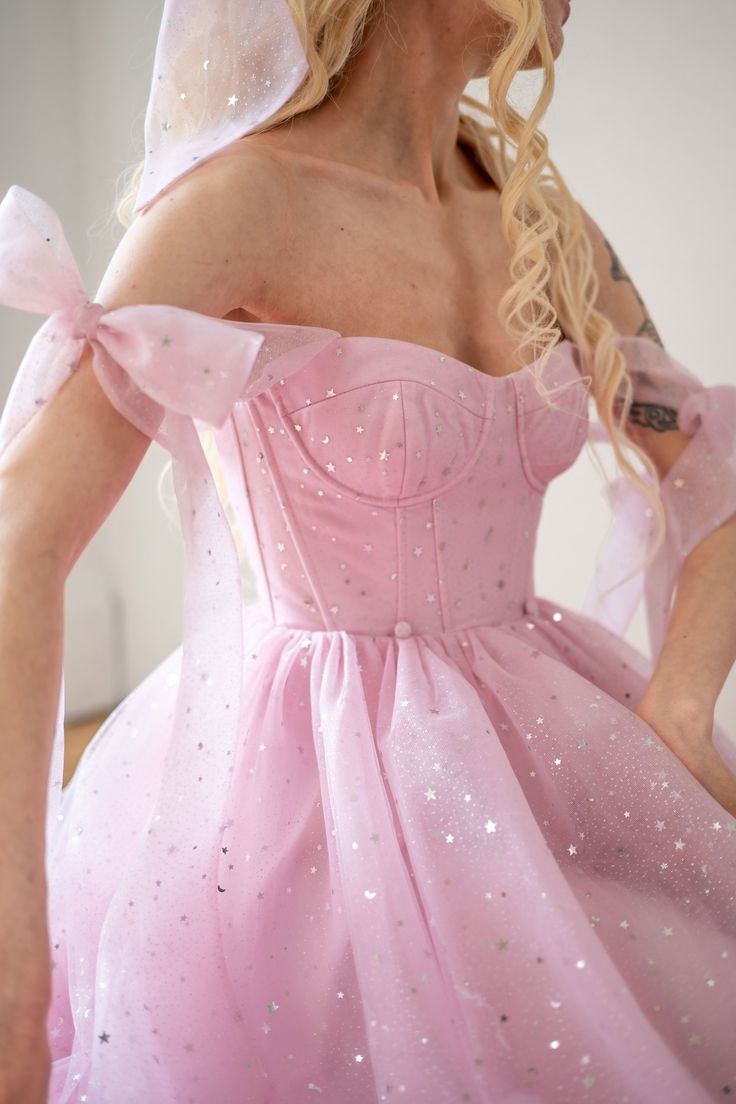Star Sequin Pink A Line Straps Layered Tulle Date Dress Prom Dress Evening Dress SH3889