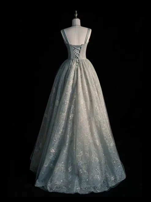 Beautiful Sage Green Long Tulle Prom Dress Evening Dress SH1190