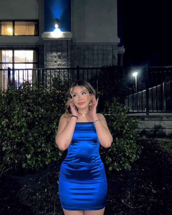 Simple Sheath Strapless Royal Blue Birthday Prom Dress Homecoming Dress SH1351