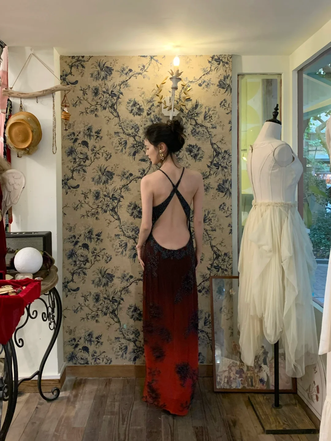 Vintage Burgundy Ombre Sheath Halter Beaded Chiffon Open Back Prom Dress 16th Birthday Dress SH4402