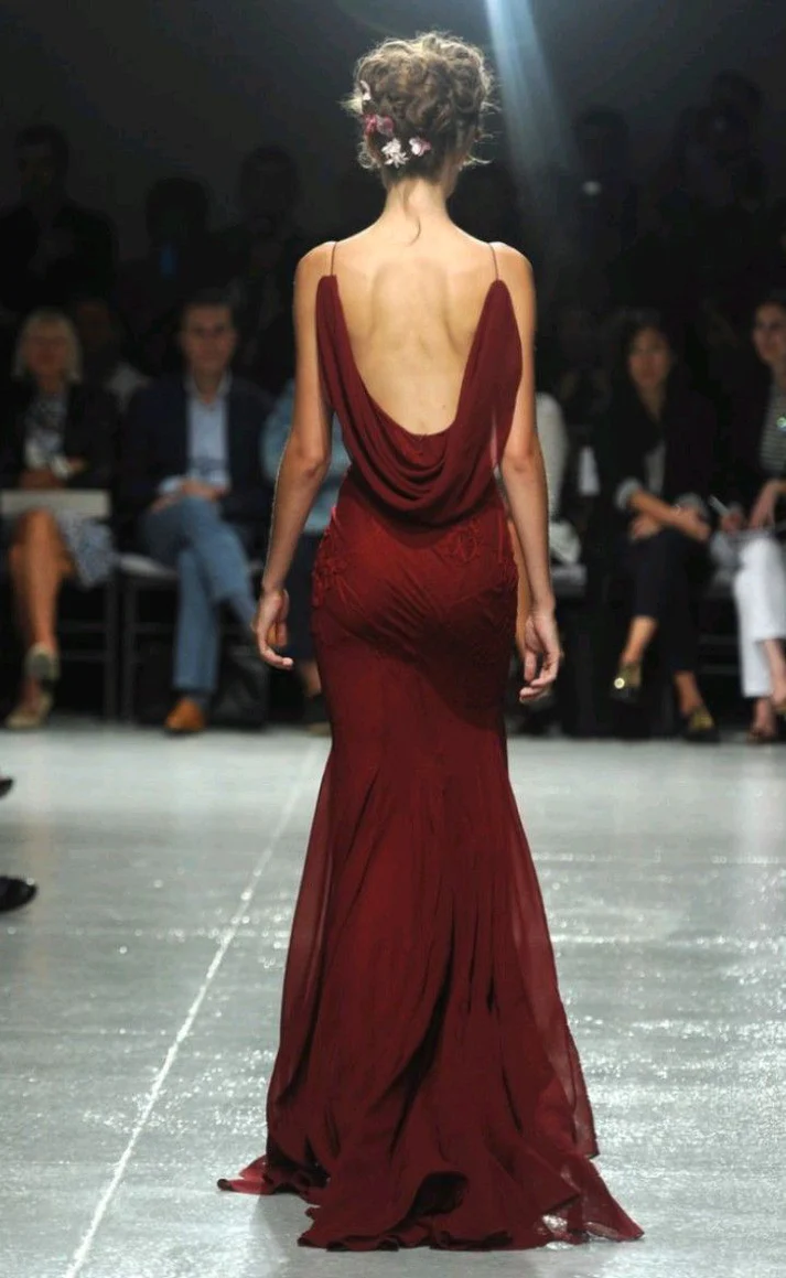 Burgundy Mermaid Evening Dress Long Prom Dress SH1186