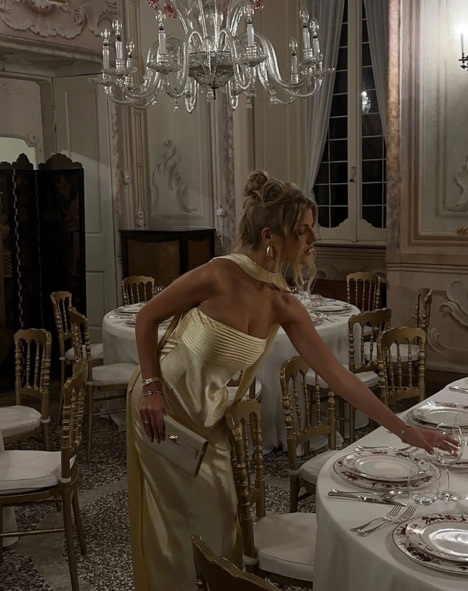 Elegant A Line Strapless Yellow Satin Party Dress Evening Dress SH3276