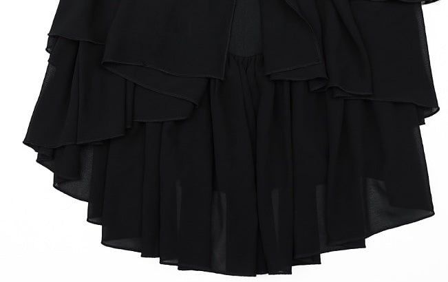 Sexy Black Mermaid Spaghetti Strap Layered Chiffon Formal Gown Evening Dress SH3943