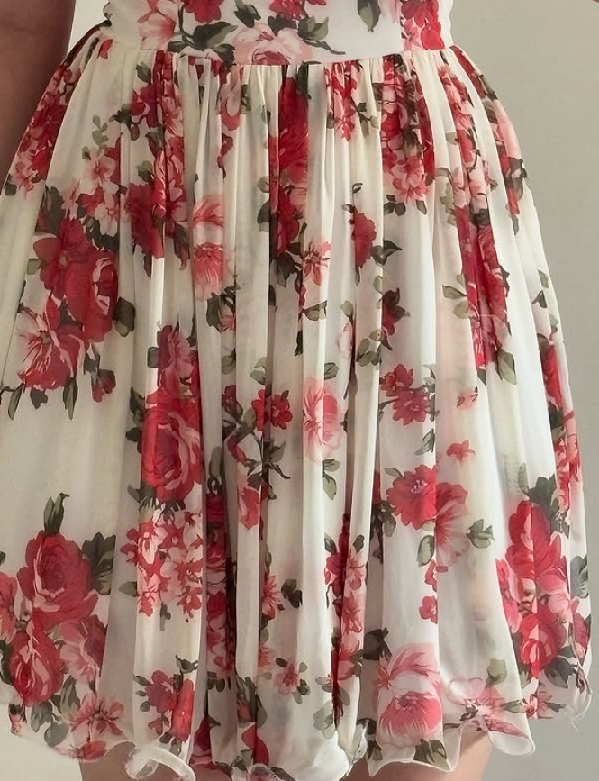 Cute A Line Off the Shoulder Pink Print Chiffon Short Prom Dress Homecoming Dress SH6898