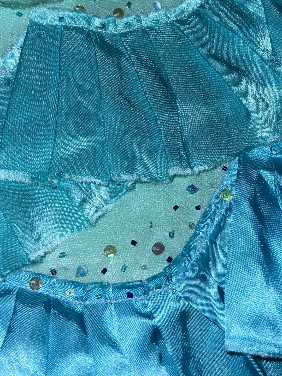Cute A Line Beaded Layered Blue Ombre Satin Short Homecoming Dress Cocktail Dress SH3077