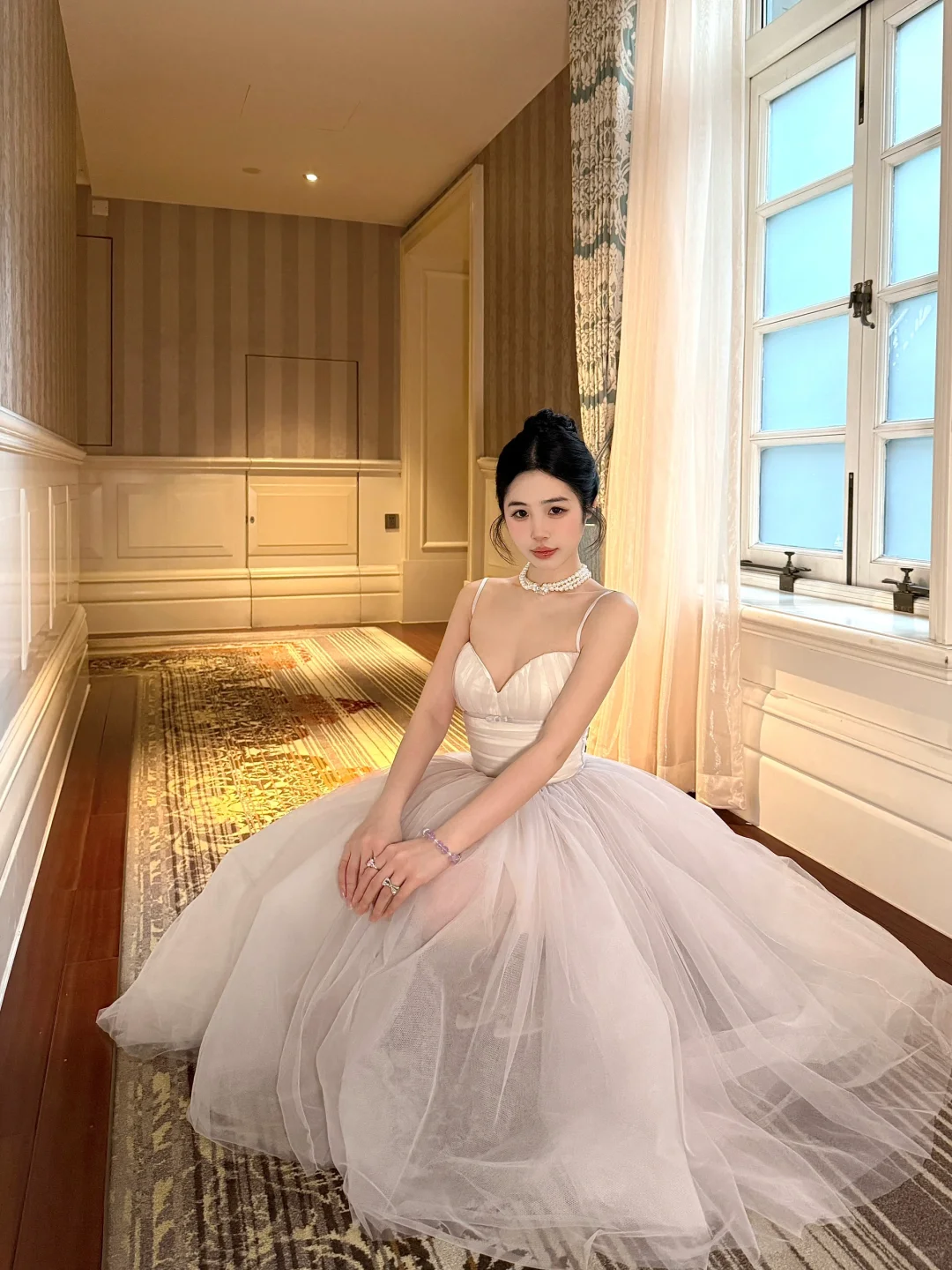 Princess A Line Spaghetti Strap White Tulle Birthday Dress Party Dress SH3400