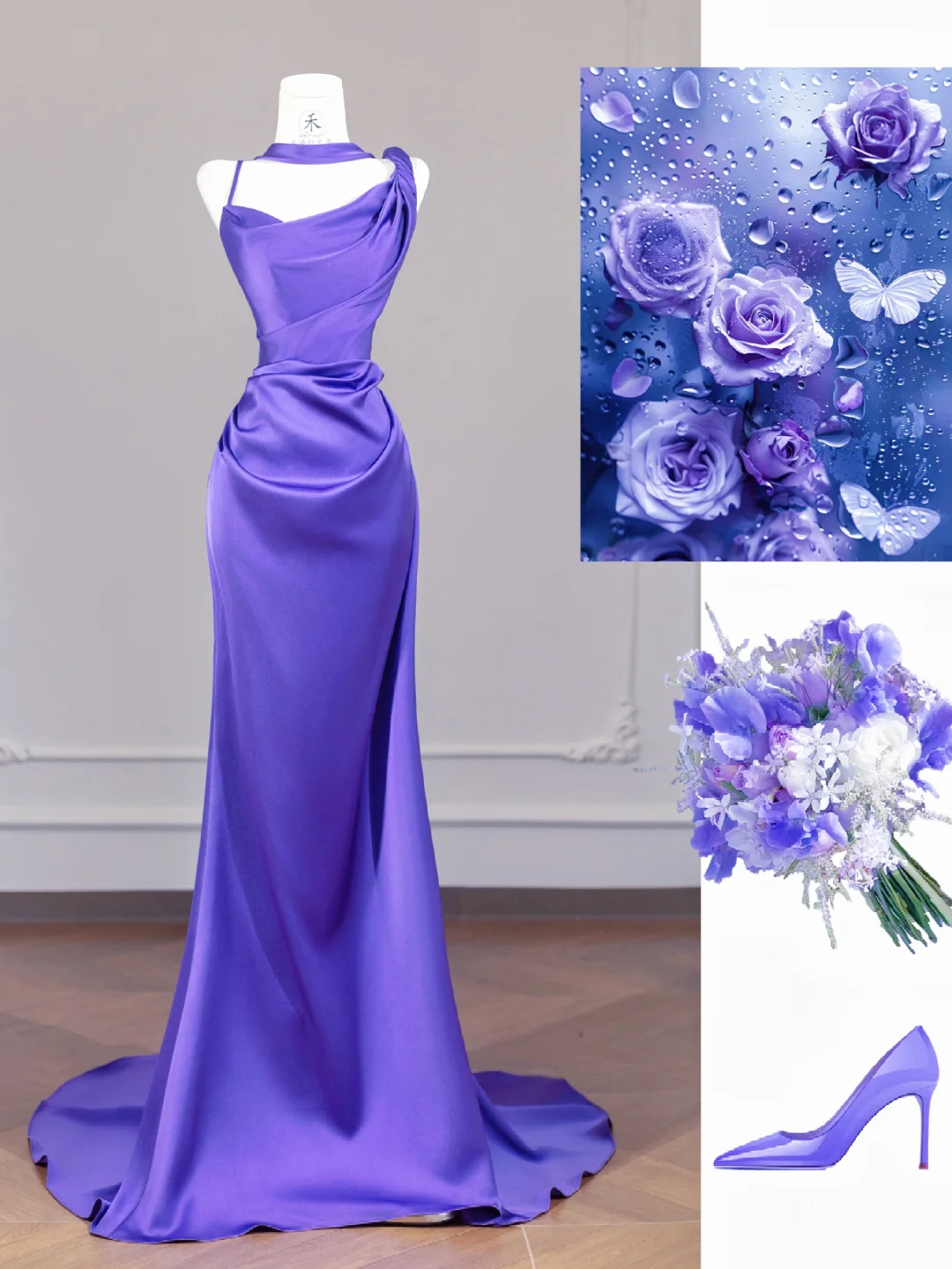 Stunning Purple Mermaid Spaghetti Strap Satin Long Prom Dress Party Dress SH4361
