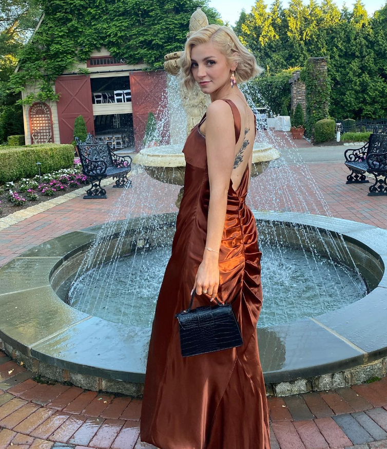 Elegant Mermaid Straps Brown Satin Long Sweep Prom Dress Evening Dress SH2387
