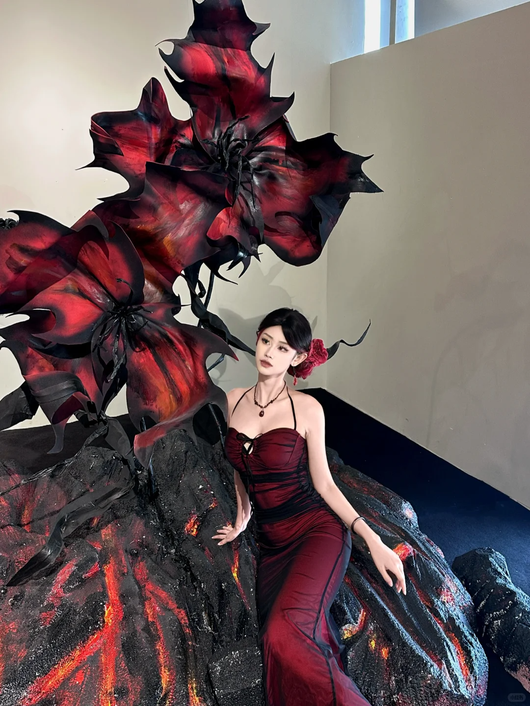 Classic Sexy Sheath Halter Black Chiffon Red Satin Open Back Long Evening Dress Party Dress SH3486