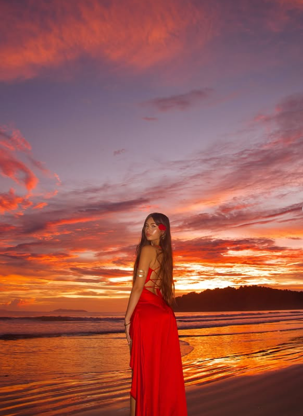 Red Mermaid Spaghetti Strap Ruffle Satin Open Back Prom Dress Vacation Dress with Slit SH4477