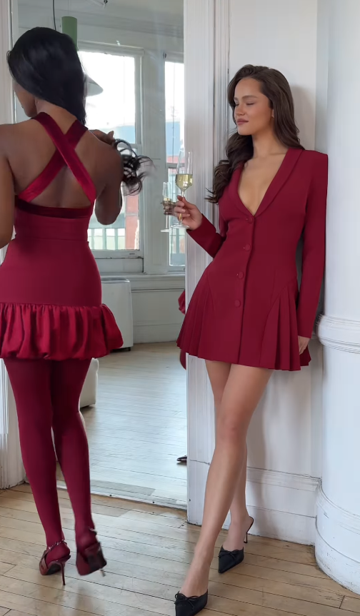 Burgundy A Line Halter Bow Velvet Satin Open Back Short Homecoming Dress Outfits SH4802