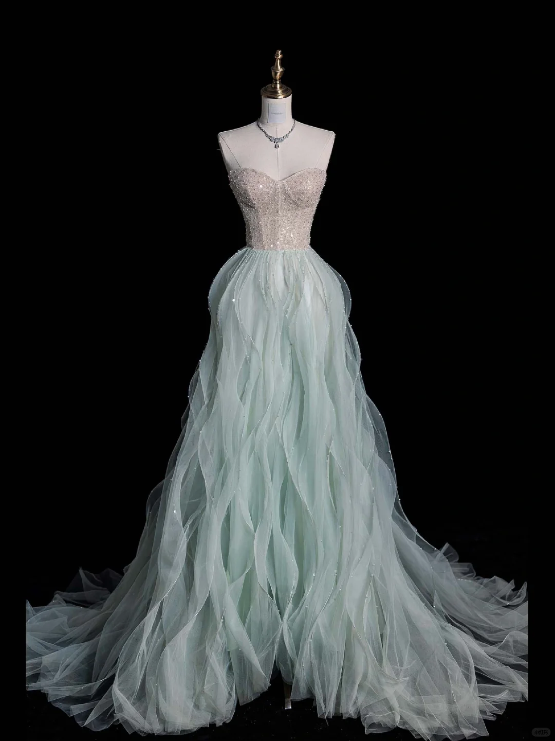 Elegant A Line Sweetheart Neck Sequin Beaded Mint Green Tulle Prom Dress Graduation Prom Dress SH2474