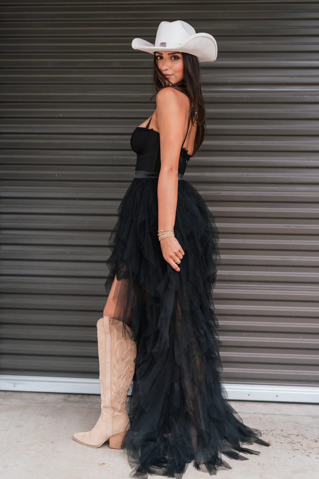 Sexy A Line Spaghetti Strap Corset Ruffle Lace Long Prom Dress Evening Dress with Slit SH2017