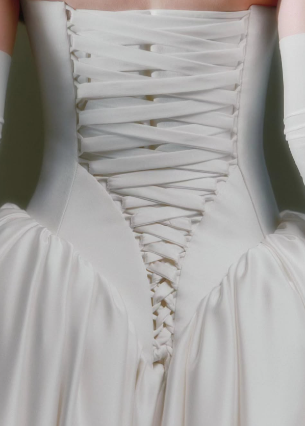 Pretty Ball Gown Strapless White Satin Long Wedding Dress SH6995