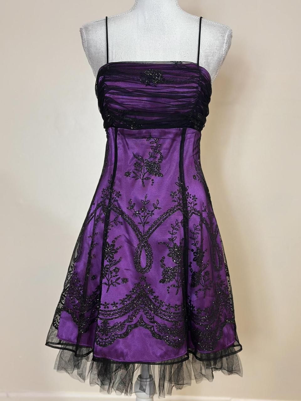A Line Spaghetti Strap Black Applique Tulle Pink Satin Homecoming Dress Cocktail Dress SH3715
