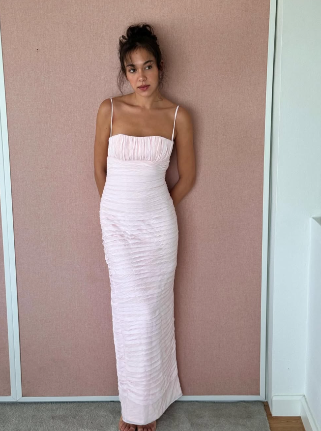 Elegant Sheath Spaghetti Strap Light Pink Satin Long Prom Dress Evenin shinydress Elegant Sheath Spaghetti Strap Light Pink Satin Long Prom Dress Evenin shinydress