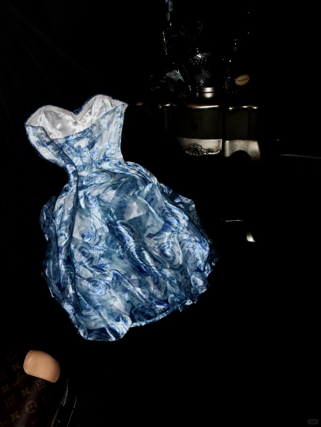 Cute A Line Straps Blue Print Flower Tulle Short Homecoming Dress Cocktail Dress SH3233