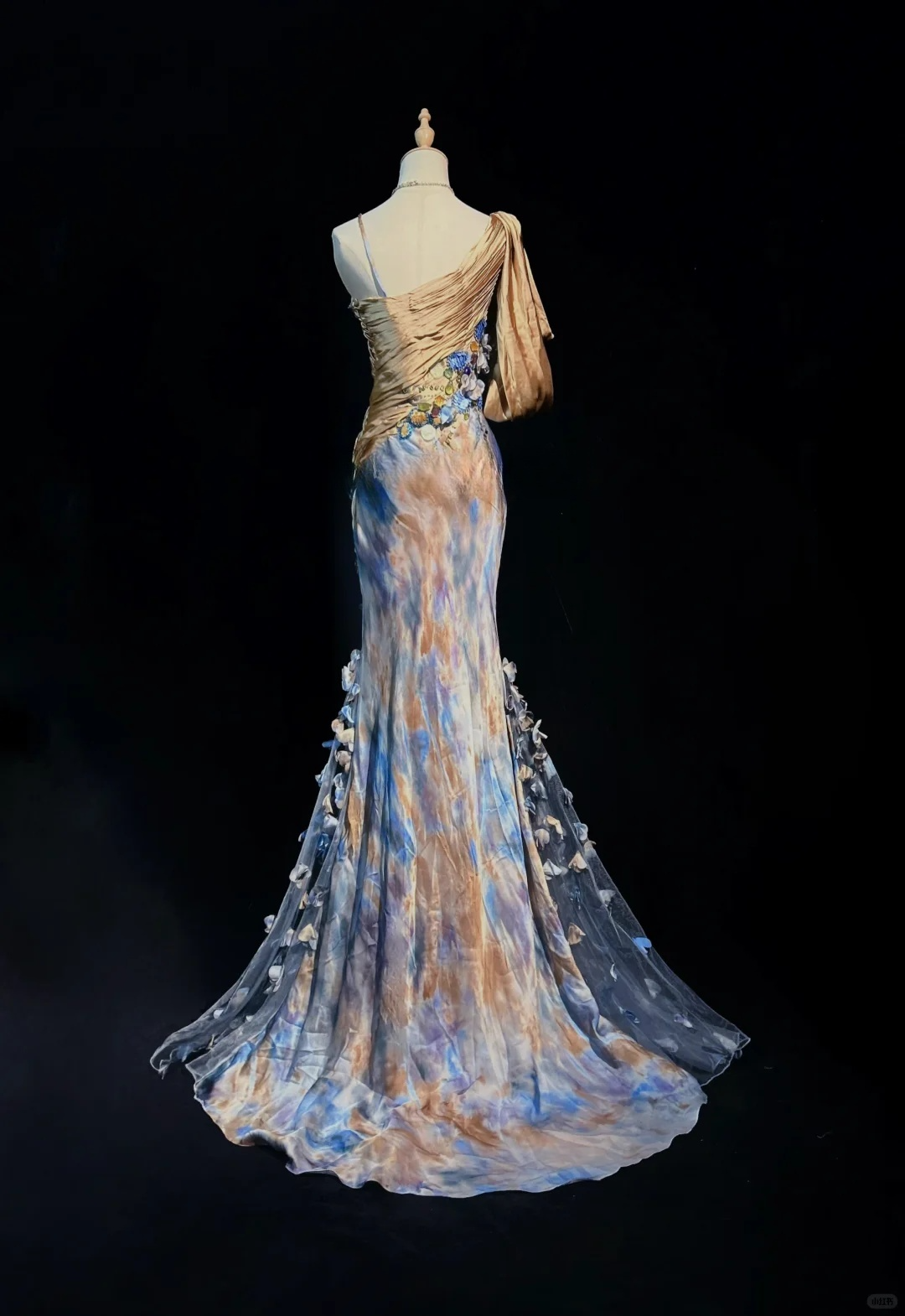 Gorgeous Mermaid Straps Appliques Print Flower Organza Satin Prom Dress Evening Dress SH3333