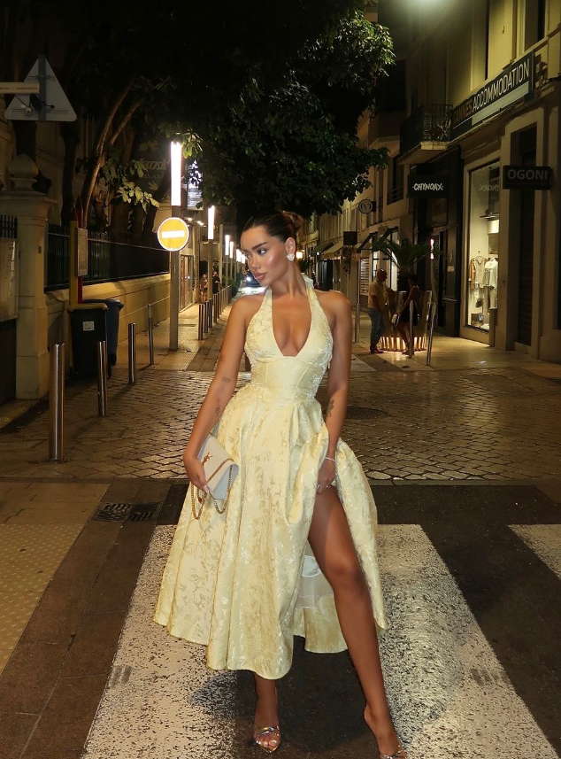 Yellow A Line Halter Satin Open Back Prom Dress Party Dress SH4012