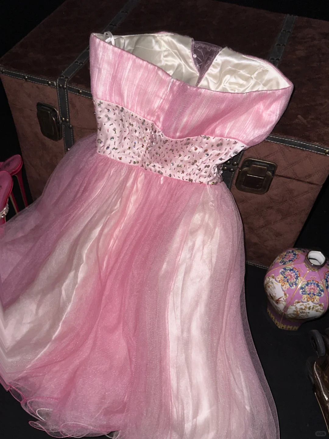 Cute A Line Sweetheart Neck Beaded Pink Tulle Satin Short Homecoming Dress Cocktail Dress SH3101