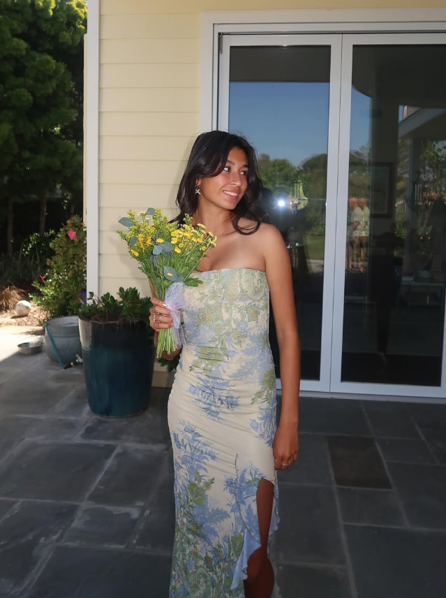 Retro Blue Print Floral Strapless Satin Long Outfit Party Dress 18 Birthday Dress SH3517