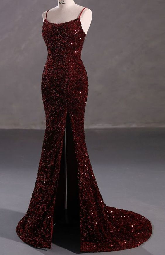 Burgundy Sequin Mermaid Backless Prom Dress Long Evening Dress SH1054 shinydress Burgundy Sequin Mermaid Backless Prom Dress Long Evening Dress SH1054 shinydress