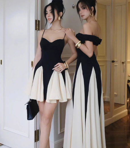 Cute A Line Spaghetti Strap White Black Satin Short Homecoming Dress Cocktail Dress SH3111