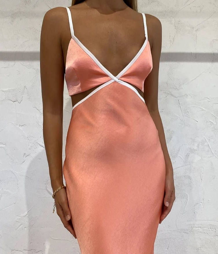 Simple Sheath Spaghetti Strap Orange Satin Long Prom Dress Evening Dress SH2045