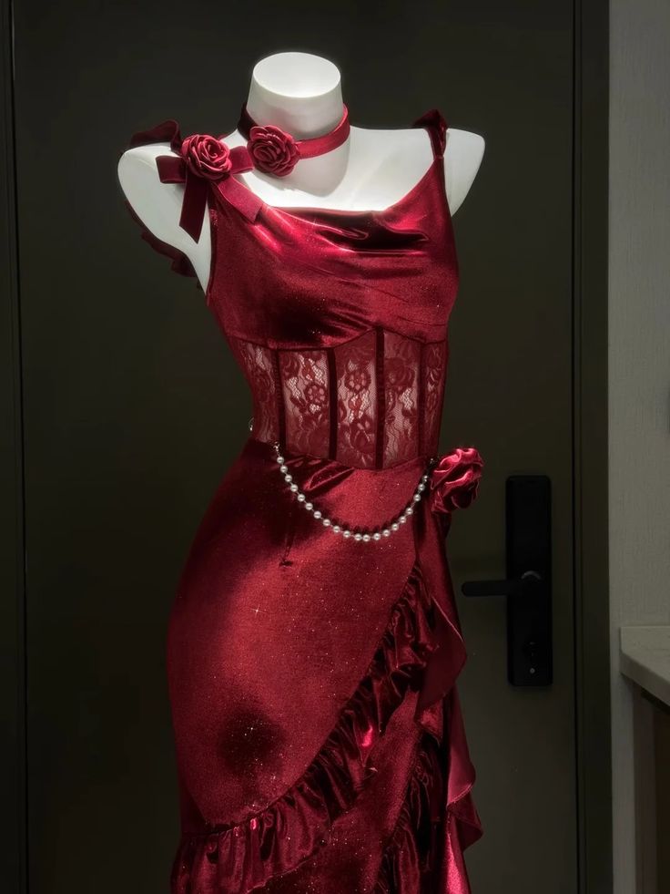 Sexy Burgundy Sheath Straps Layered Satin Prom Dress Party Dress with Slit SH4102